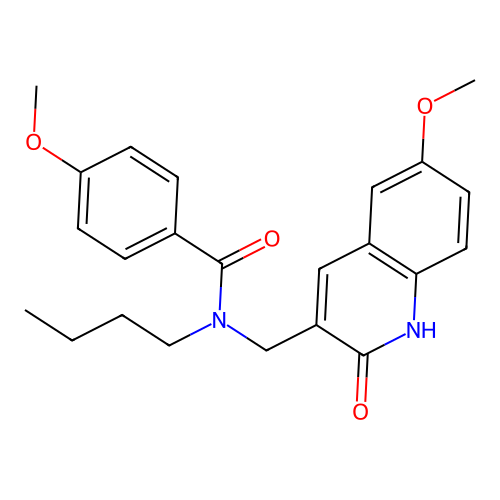 N-butyl-N-((2-hydroxy-6-methoxyquinolin-3-yl)methyl)-4-methoxybenzamide structure