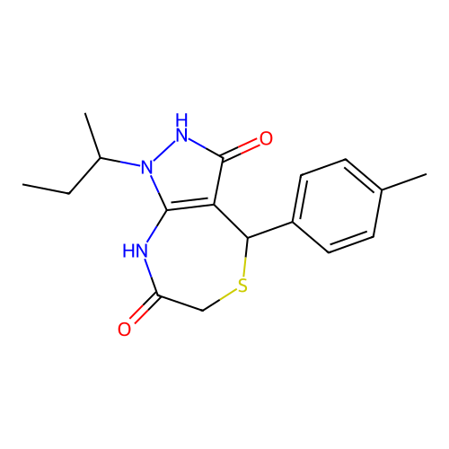 1-butan-2-yl-4-(4-methylphenyl)-4,8-dihydro-2H-pyrazolo[3,4-e][1,4]thiazepine-3,7-dione structure