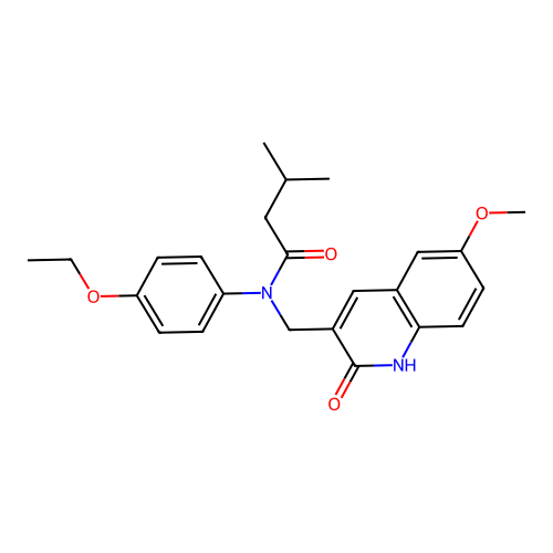 N-(4-ethoxyphenyl)-N-((2-hydroxy-6-methoxyquinolin-3-yl)methyl)-3-methylbutanamide structure