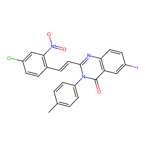 (E)-2-(4-chloro-2-nitrostyryl)-6-iodo-3-(p-tolyl)quinazolin-4(3H)-one structure