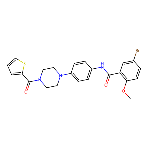5-bromo-2-methoxy-N-(4-(4-(thiophene-2-carbonyl)piperazin-1-yl)phenyl)benzamide structure