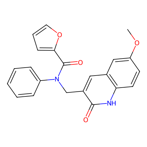 N-[(6-methoxy-2-oxo-1,2-dihydroquinolin-3-yl)methyl]-N-phenylfuran-2-carboxamide structure