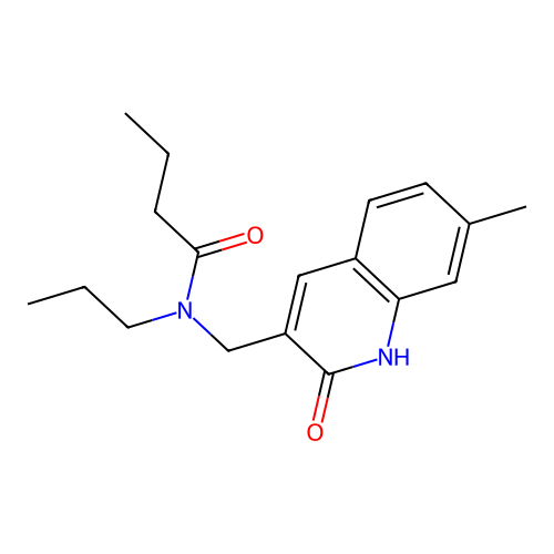 N-[(7-methyl-2-oxo-1H-quinolin-3-yl)methyl]-N-propylbutanamide structure