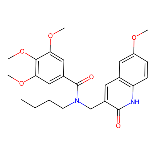 N-butyl-3,4,5-trimethoxy-N-[(6-methoxy-2-oxo-1H-quinolin-3-yl)methyl]benzamide structure