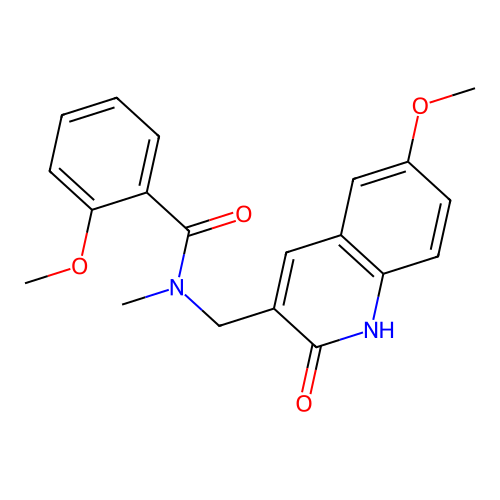 N-((2-hydroxy-6-methoxyquinolin-3-yl)methyl)-2-methoxy-N-methylbenzamide structure