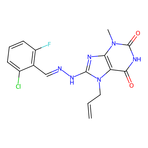C16H14ClFN6O2 structure