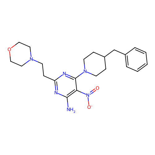 6-(4-Benzylpiperidin-1-yl)-2-[2-(morpholin-4-yl)ethyl]-5-nitropyrimidin-4-amine structure