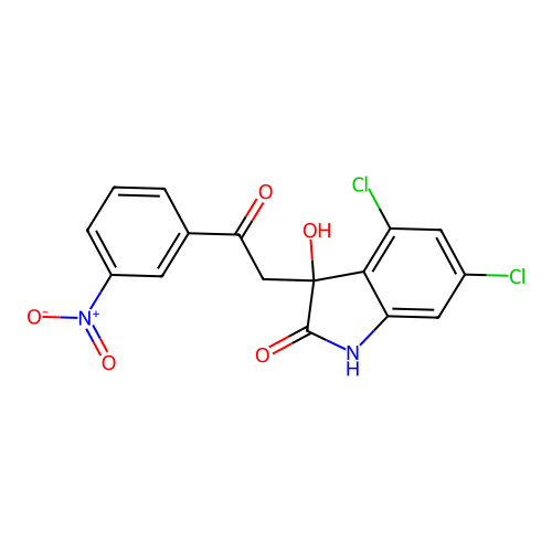 4,6-dichloro-3-hydroxy-3-(2-(3-nitrophenyl)-2-oxoethyl)indolin-2-one structure