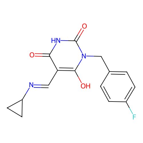 5-[(cyclopropylamino)methylidene]-1-[(4-fluorophenyl)methyl]-1,3-diazinane-2,4,6-trione structure