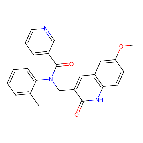 N-((2-hydroxy-6-methoxyquinolin-3-yl)methyl)-N-(o-tolyl)nicotinamide structure