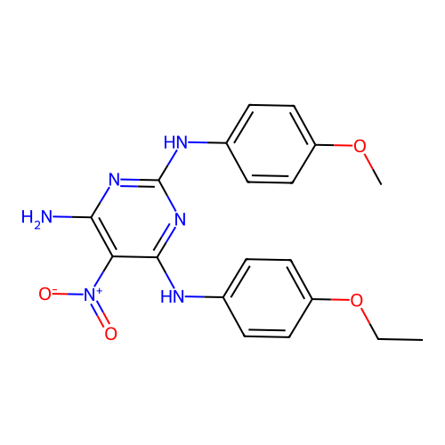 N4-(4-ethoxyphenyl)-N2-(4-methoxyphenyl)-5-nitropyrimidine-2,4,6-triamine structure