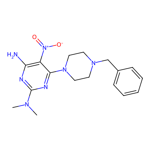 {4-Amino-5-nitro-6-[4-benzylpiperazinyl]pyrimidin-2-yl}dimethylamine structure