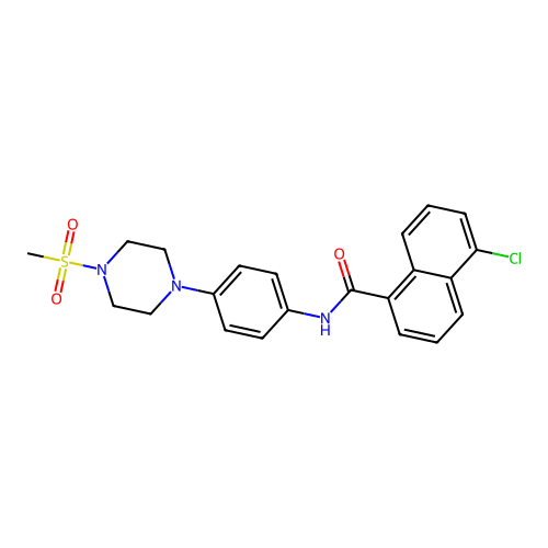 5-chloro-N-{4-[4-(methylsulfonyl)piperazin-1-yl]phenyl}naphthalene-1-carboxamide structure
