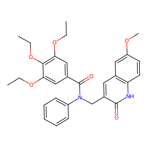 3,4,5-triethoxy-N-((2-hydroxy-6-methoxyquinolin-3-yl)methyl)-N-phenylbenzamide structure