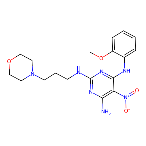 {6-amino-2-[(3-morpholin-4-ylpropyl)amino]-5-nitropyrimidin-4-yl}(2-methoxyphe nyl)amine structure