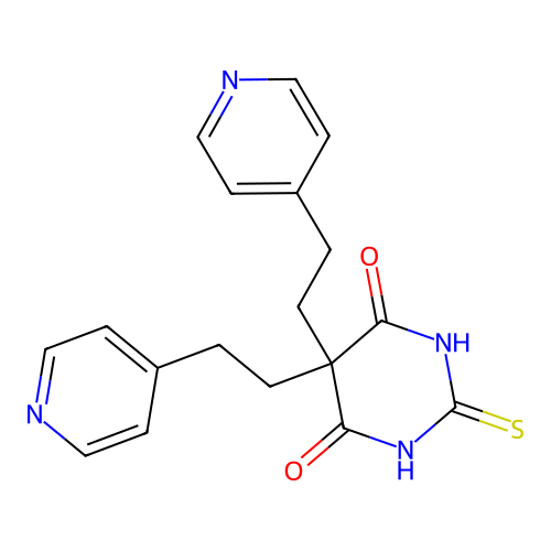 6-hydroxy-5,5-bis[2-(pyridin-4-yl)ethyl]-2-sulfanylpyrimidin-4(5H)-one structure