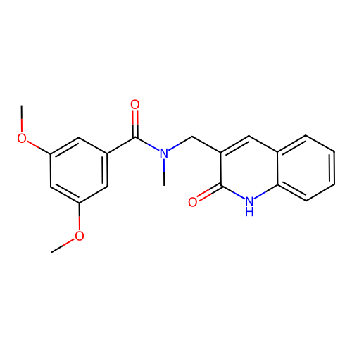 3,5-dimethoxy-N-methyl-N-[(2-oxo-1H-quinolin-3-yl)methyl]benzamide structure