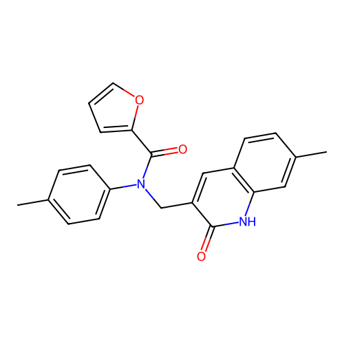 N-((2-hydroxy-7-methylquinolin-3-yl)methyl)-N-(p-tolyl)furan-2-carboxamide structure