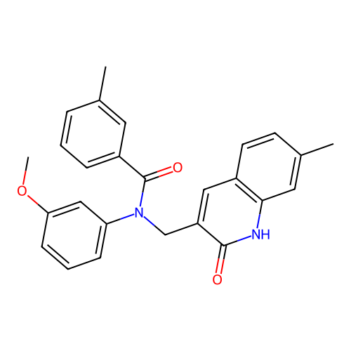 N-((2-hydroxy-7-methylquinolin-3-yl)methyl)-N-(3-methoxyphenyl)-3-methylbenzamide structure
