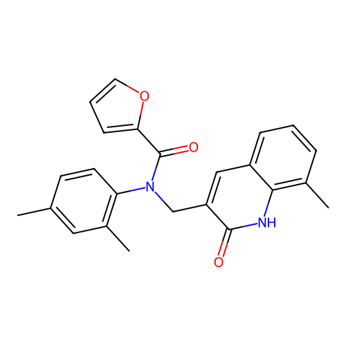 N-(2,4-dimethylphenyl)-N-((2-hydroxy-8-methylquinolin-3-yl)methyl)furan-2-carboxamide structure