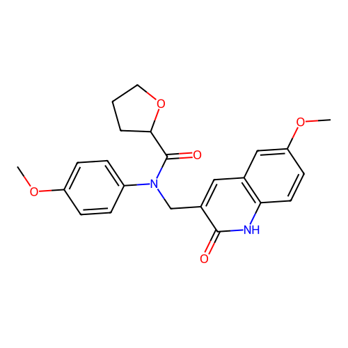 N-((2-hydroxy-6-methoxyquinolin-3-yl)methyl)-N-(4-methoxyphenyl)tetrahydrofuran-2-carboxamide structure