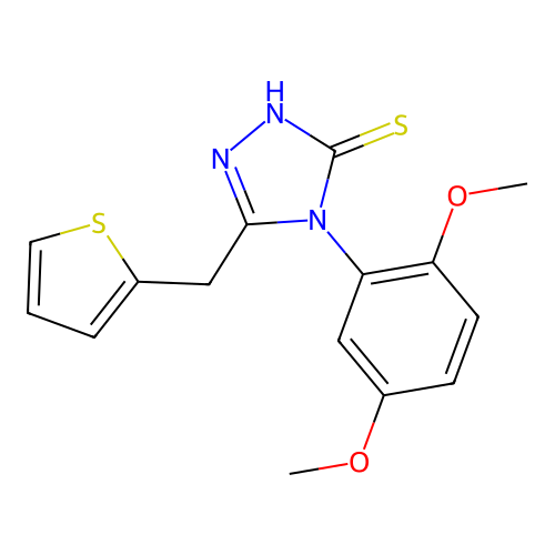 4-(2,5-dimethoxyphenyl)-5-(thiophen-2-ylmethyl)-4H-1,2,4-triazole-3-thiol structure