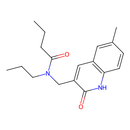 N-[(6-methyl-2-oxo-1H-quinolin-3-yl)methyl]-N-propylbutanamide structure