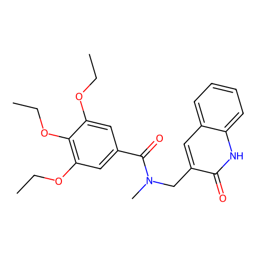 3,4,5-triethoxy-N-methyl-N-[(2-oxo-1,2-dihydroquinolin-3-yl)methyl]benzamide structure