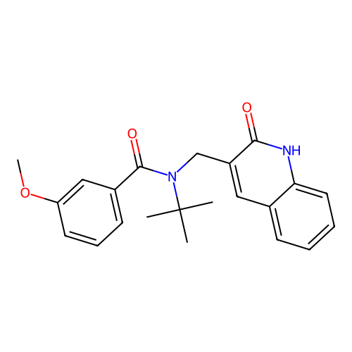 N-tert-butyl-3-methoxy-N-[(2-oxo-1H-quinolin-3-yl)methyl]benzamide structure