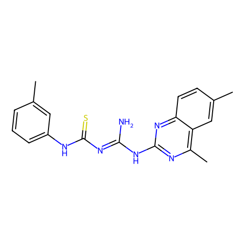 1-[N-(4,6-dimethylquinazolin-2-yl)carbamimidoyl]-3-(3-methylphenyl)thiourea structure