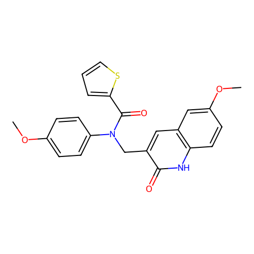 N-((2-hydroxy-6-methoxyquinolin-3-yl)methyl)-N-(4-methoxyphenyl)thiophene-2-carboxamide structure