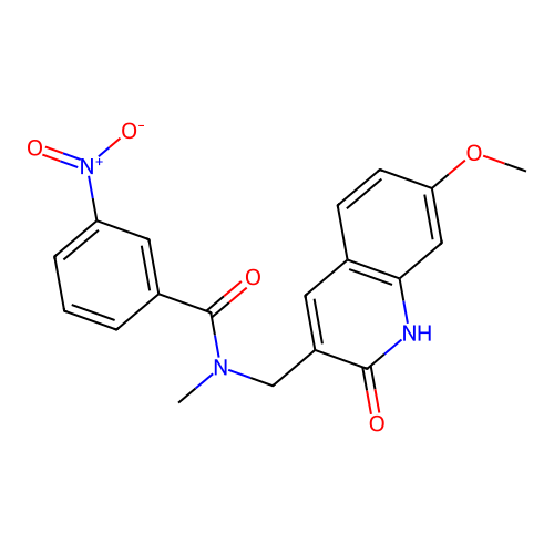 N-[(7-methoxy-2-oxo-1H-quinolin-3-yl)methyl]-N-methyl-3-nitrobenzamide structure