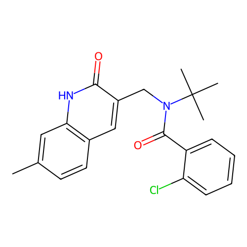 N-tert-butyl-2-chloro-N-[(7-methyl-2-oxo-1H-quinolin-3-yl)methyl]benzamide structure