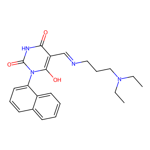 (E)-5-(((3-(diethylamino)propyl)amino)methylene)-1-(naphthalen-1-yl)pyrimidine-2,4,6(1H,3H,5H)-trione structure