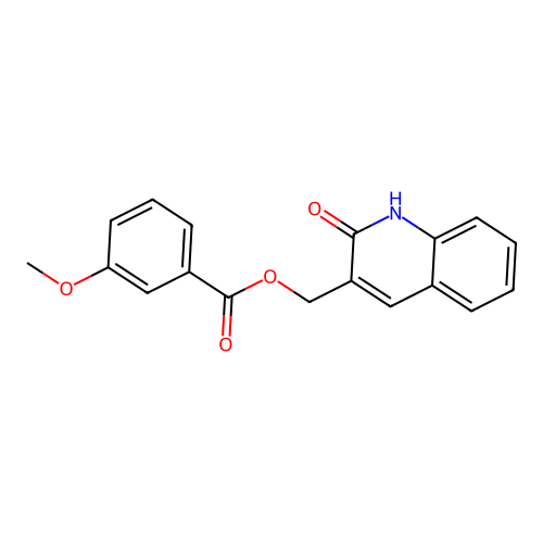 (2-oxo-1H-quinolin-3-yl)methyl 3-methoxybenzoate structure
