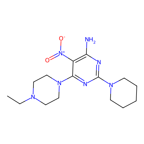 6-(4-Ethylpiperazin-1-yl)-5-nitro-2-(piperidin-1-yl)pyrimidin-4-amine structure