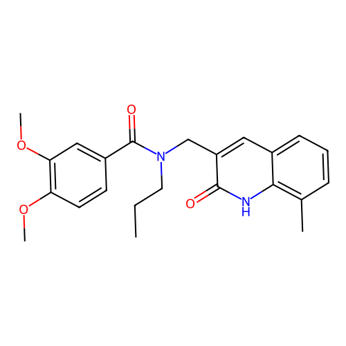 3,4-dimethoxy-N-[(8-methyl-2-oxo-1H-quinolin-3-yl)methyl]-N-propylbenzamide structure