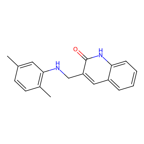 3-{[(2,5-dimethylphenyl)amino]methyl}quinolin-2(1H)-one structure