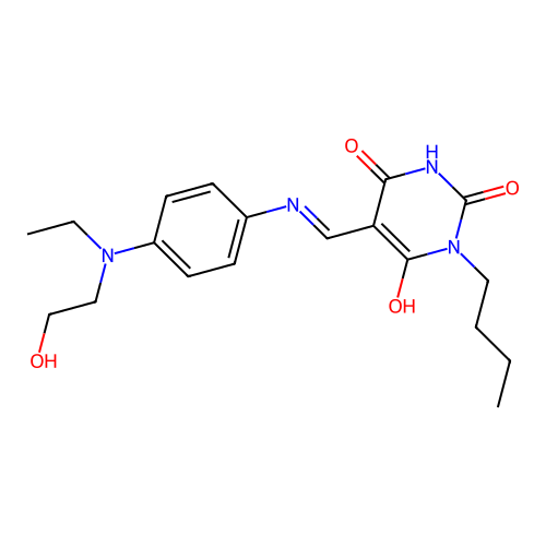 1-butyl-5-[[4-[ethyl(2-hydroxyethyl)amino]anilino]methylidene]-1,3-diazinane-2,4,6-trione structure
