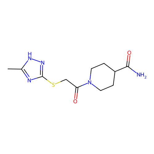 1-{[(5-methyl-4H-1,2,4-triazol-3-yl)sulfanyl]acetyl}piperidine-4-carboxamide structure