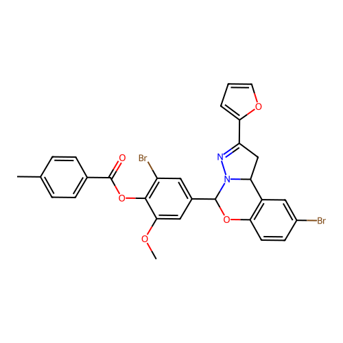 [2-bromo-4-[9-bromo-2-(furan-2-yl)-5,10b-dihydro-1H-pyrazolo[1,5-c][1,3]benzoxazin-5-yl]-6-methoxyphenyl] 4-methylbenzoate structure