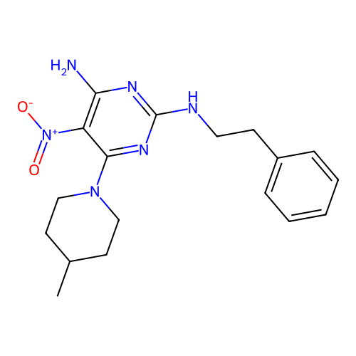 [4-Amino-6-(4-methylpiperidyl)-5-nitropyrimidin-2-yl](2-phenylethyl)amine structure