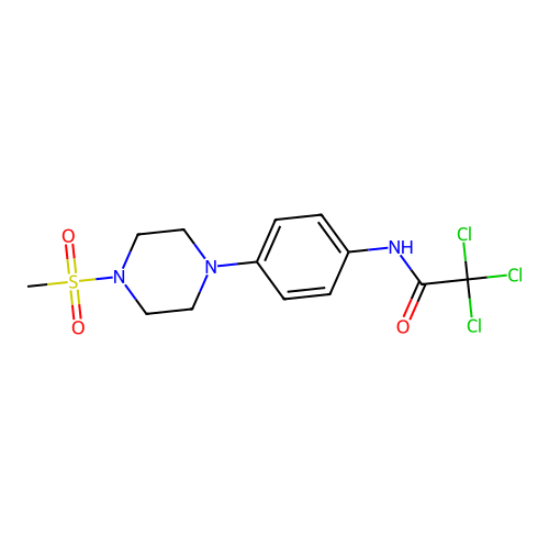 2,2,2-trichloro-N-(4-(4-(methylsulfonyl)piperazin-1-yl)phenyl)acetamide structure