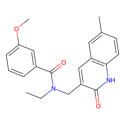 N-ethyl-N-((2-hydroxy-6-methylquinolin-3-yl)methyl)-3-methoxybenzamide structure