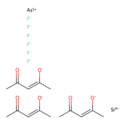 Tris(pentane-2,4-dionato-O,O')silicon hexafluoroarsenate structure