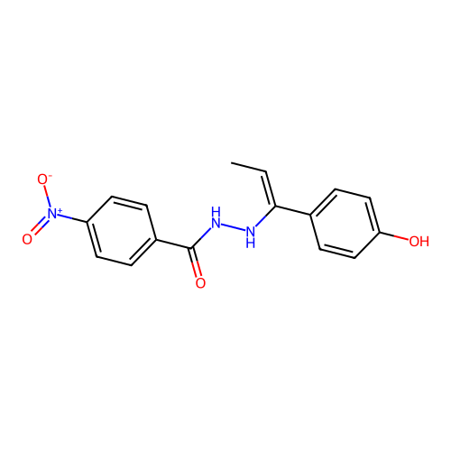 N'-[1-(4-hydroxyphenyl)prop-1-enyl]-4-nitrobenzohydrazide structure
