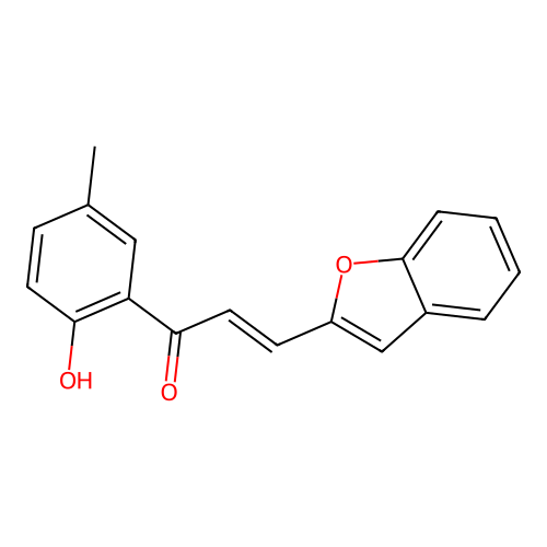 (E)-3-(benzofuran-2-yl)-1-(2-hydroxy-5-methylphenyl)prop-2-en-1-one structure
