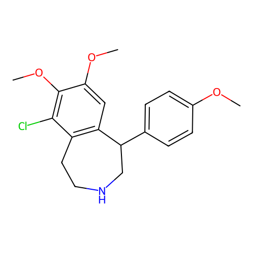 6-chloro-2,3,4,5-tetrahydro-7,8-dimethoxy-1-(4-methoxyphenyl)-1H-3-benzazepine structure