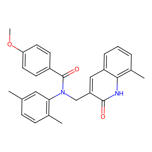 N-(2,5-dimethylphenyl)-4-methoxy-N-[(8-methyl-2-oxo-1H-quinolin-3-yl)methyl]benzamide structure
