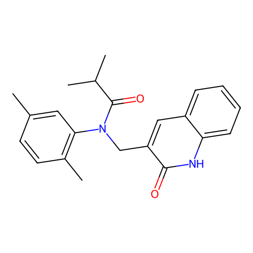 N-(2,5-dimethylphenyl)-2-methyl-N-[(2-oxo-1H-quinolin-3-yl)methyl]propanamide structure